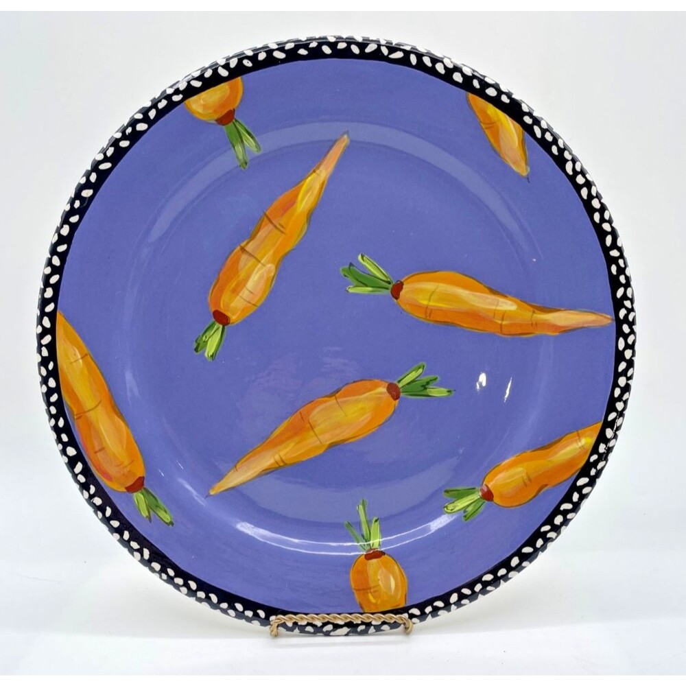 Droll Designs Carrot Decorative Dinner Plate 11.5" Purple Orange Signed RARE